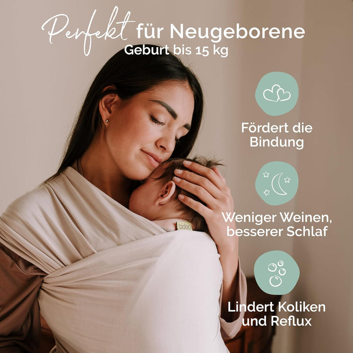Boba Babytragetuch ab Geburt bis 15 kg - Kuschelweiche &amp; Atmungsaktive Bambusviskose, Tragetuch Baby