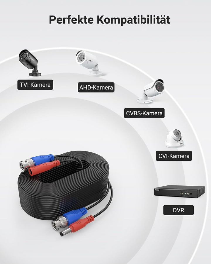 ANNKE BNC Kabel TVI AHD CVBS CVI Videokabel CCTV DVR 4 x 30M DC Power für Überwachungskamera Videoüb