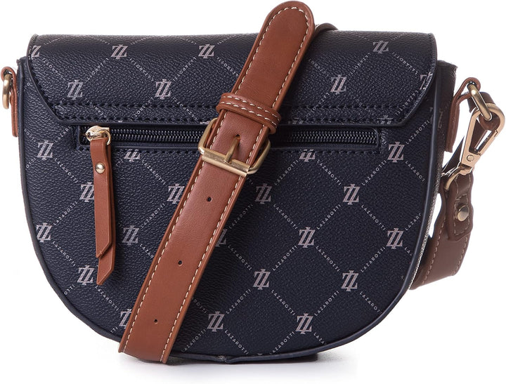 Lazarotti Palermo Umhängetasche Damen | verstellbarer Schultergurt | Halfmoon Bag 21cm Blau, Blau