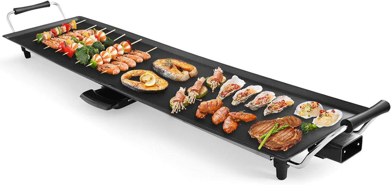 GOPLUS Elektrogrill 1800W, Teppanyaki Grillplatte mit Antihaftebeschichtung, Tischgrill inkl. Einste