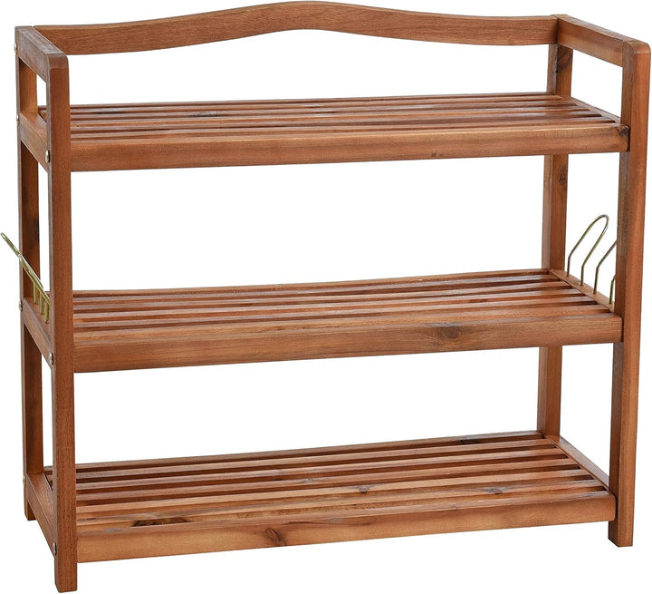 ESTEXO Holz Schuhregal Schuhschrank Holz Regal Schuhständer 3 Etagen Schuhablage Ablage Bank Akazien