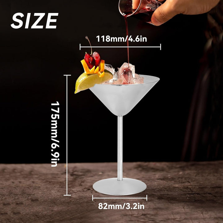 Edelstahl Cocktail-Gläser, 2 Stück Martini-Gläser Metall-Cocktailgläser, Edelstahl-Cocktailkelche, C