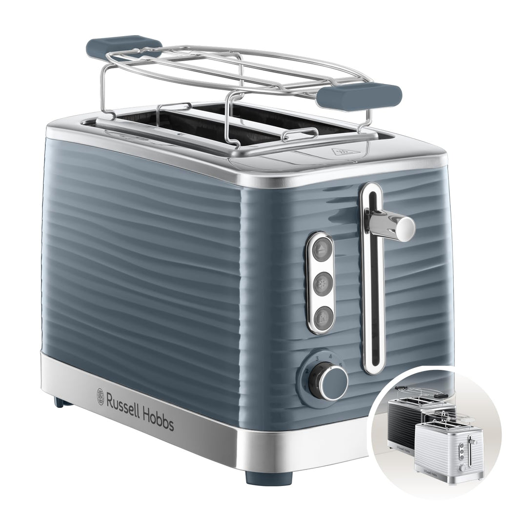 Russell Hobbs Toaster [für 2 Scheiben] Inspire Grau mit hochwertiger Hochglanz-Struktur (extra breit