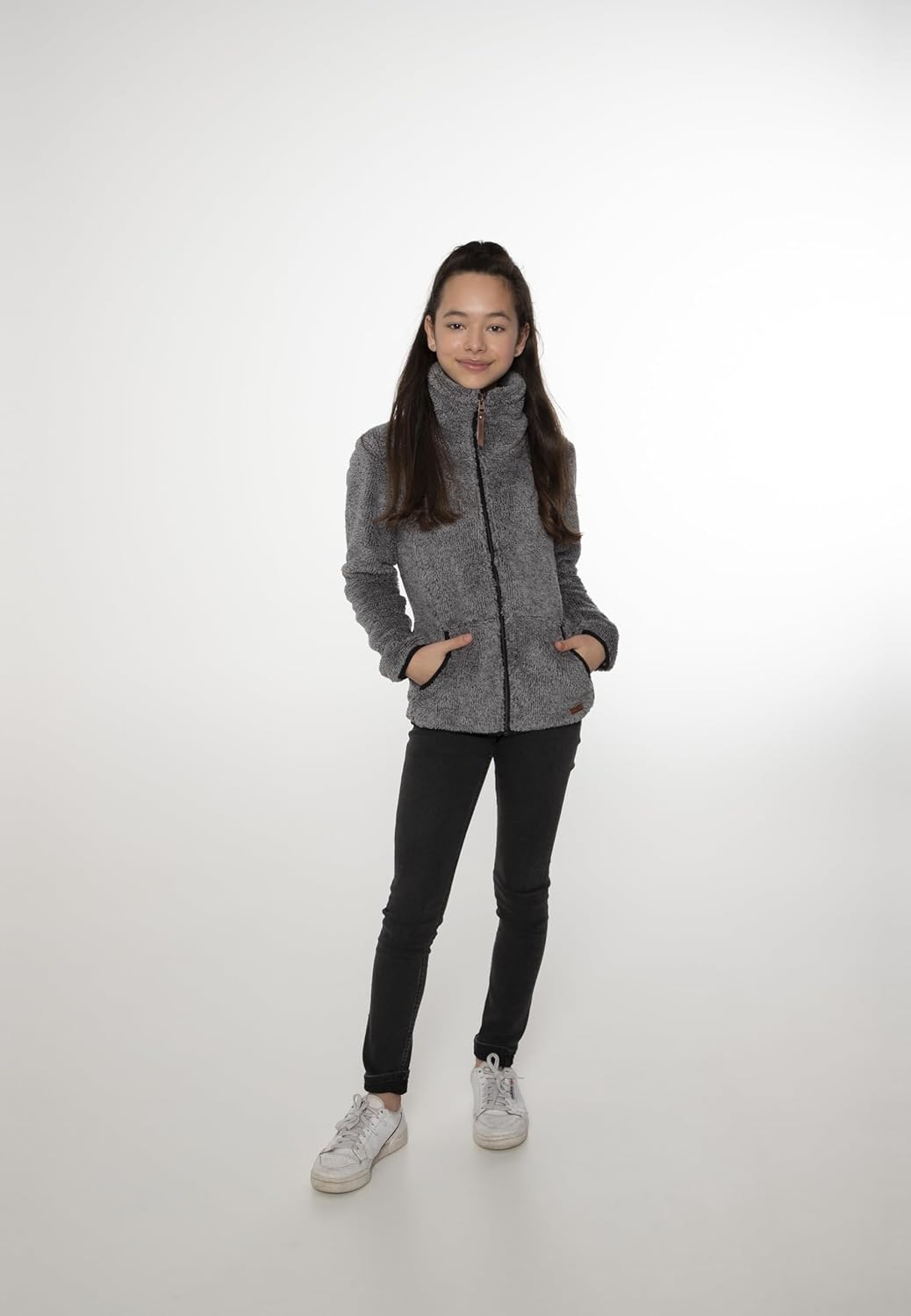 Protest Girls Oberteil Mit Durchgehendem Reissverschluss RiRi JR 104 Dark Grey Melee, 104 Dark Grey