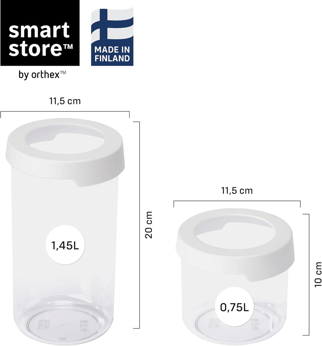 SmartStore Runde Vorratsdosen mit Deckel 0.75L und 1.45L – 6er Set – Kunststoff-Lagerung Box mit Dec