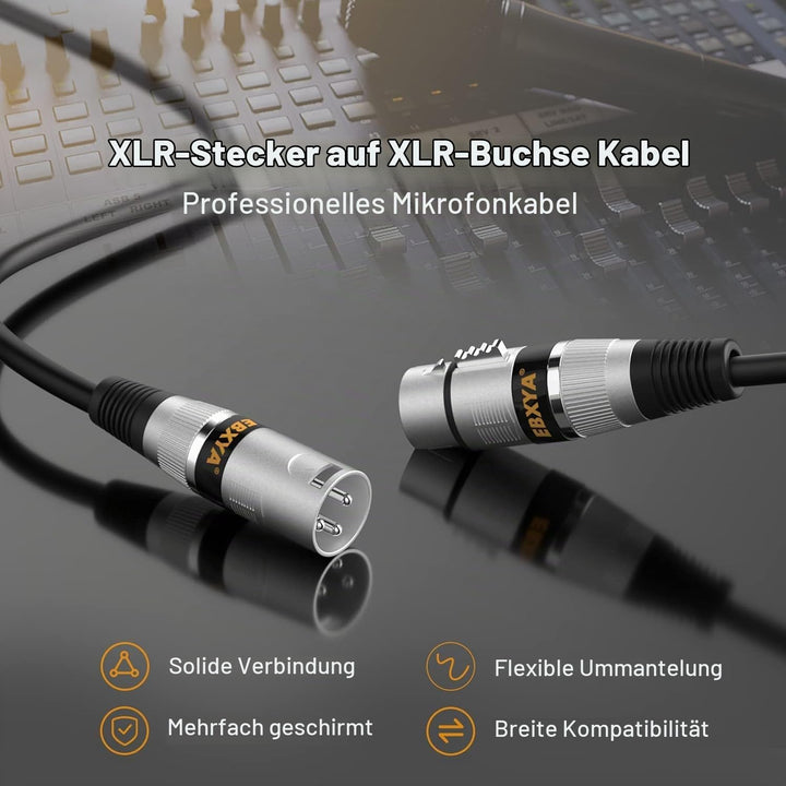 EBXYA XLR Kabel, Mikrofonkabel, 10M, Stecker auf Buchse, Symmetrisches XLR Mikrofonkabel, XLR Patchk