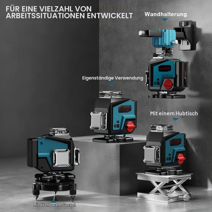Kreuzlinienlaser Grün, FUGUIB 4D Laser Nivelliergerät mit 16 Linien, 2 Leistungsstarker 5200mAh Lith