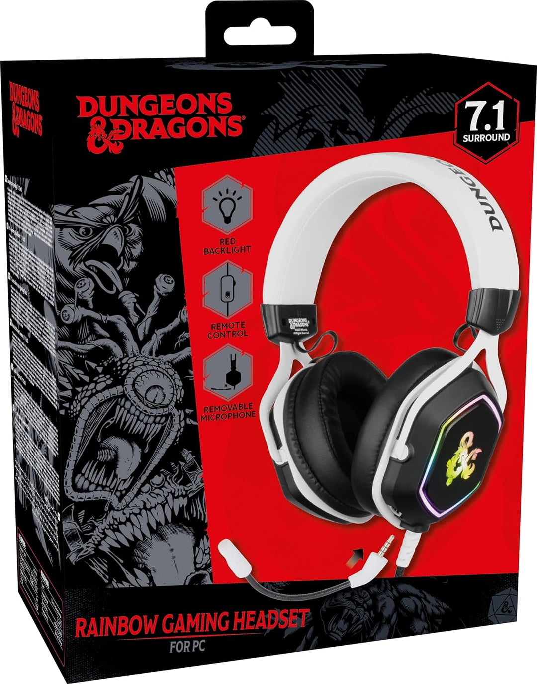 Konix Dungeons & Dragons Gaming-Headset Rainbow für PC - 50 mm Lautsprecher - Mikrofon - 2 m USB-Kab