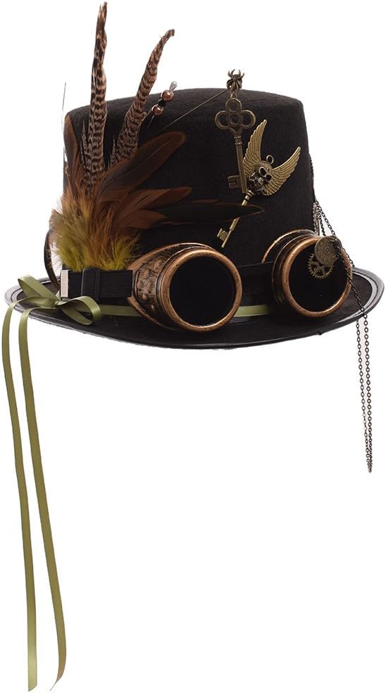 GRACEART Zauberkasten Steampunk Zylinder Hut Steampunk Herren and Steampunk Damen with Goggles, Gear