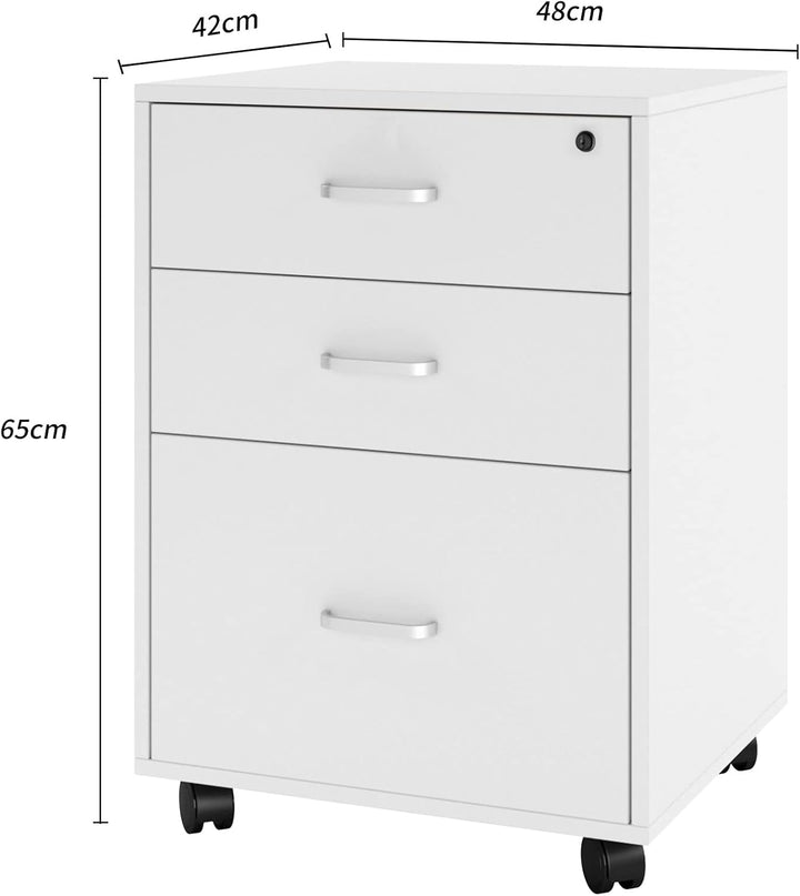 sogesfurniture Rollcontainer, Aktenschrank, Büroschrank, Aufbewahrungsschrank auf Rollen, abschliess