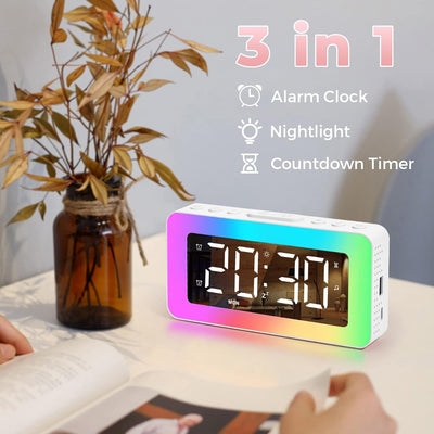 Sukeen Wecker Digital, Wecker Kinder Digital, Wecker Mit Licht, Digitaler Uhr Mit Doppelalarm, 8 Ein