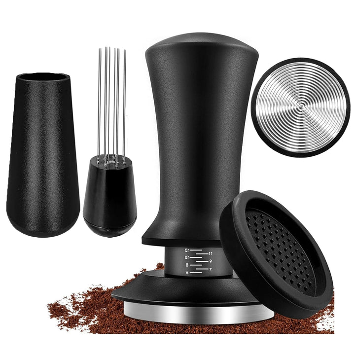 SANTUO Espresso Tamper 51mm, Druckregulierender Kaffee Tamper mit Skala, Edelstahl Siebträger Zubehö