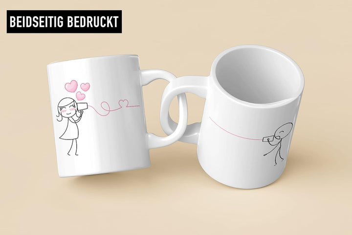 Trendation - Fernbeziehung Geschenk Tassen Set Partner Liebe Geschenk für Freundin Freund Liebesgest