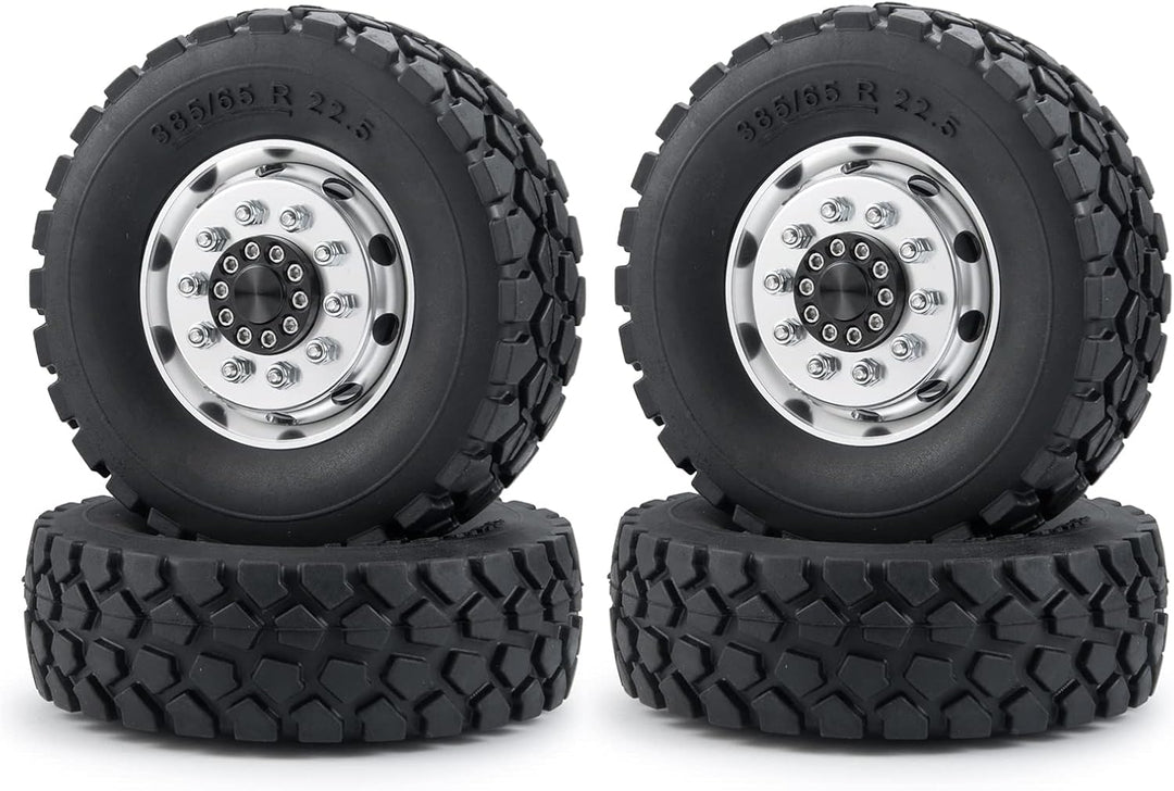 AXspeed 1/14th 4pcs/Set Metall Vorderrad Felgen Reifen Set für Tamiya Traktor Climbing Trailer Cargo