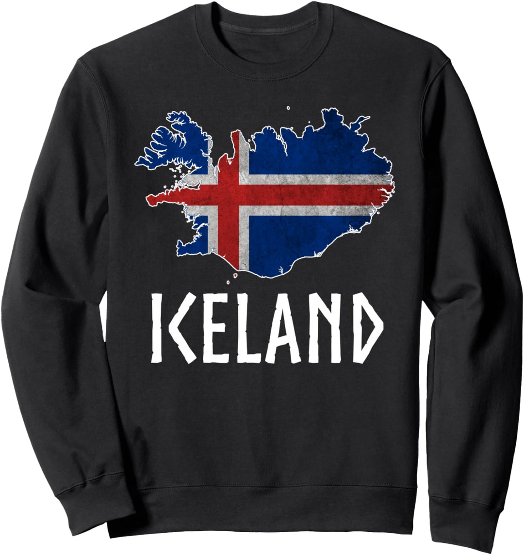 Island Landkarte Fahne Reise Souvenir Vintage Distressed Island Sweatshirt