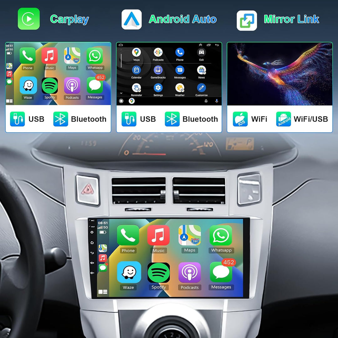 Hodozzy 8 Core 4G+64G Autoradio Android für Toyota Yaris/Vizi 2005-2011 9 Zoll IPS Touchscreen Bilds