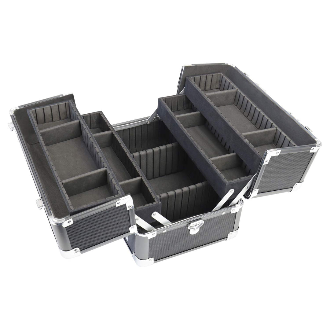 HMF 14901-02 Alu Kosmetikkoffer mit individuellen Trennwänden, Schminkkoffer leer | 33 x 22,5 x 24 c