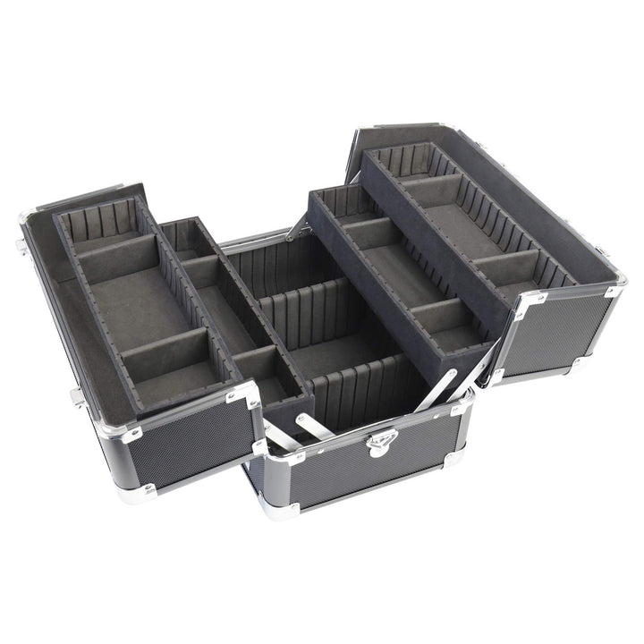 HMF 14901-02 Alu Kosmetikkoffer mit individuellen Trennwänden, Schminkkoffer leer | 33 x 22,5 x 24 c