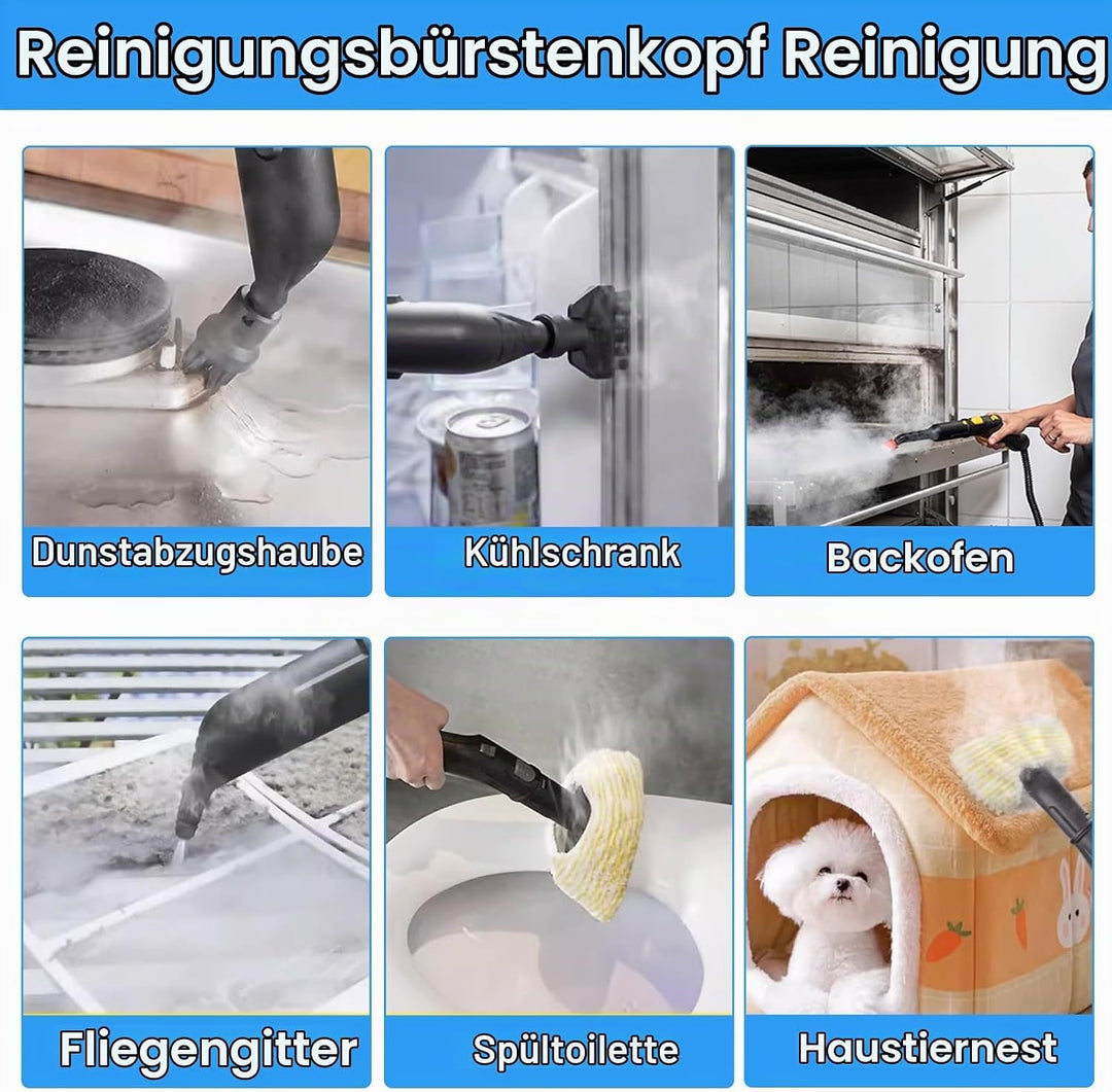 12 Stück für Kärche Dampfreiniger Zubehör, Rundbürste, Fugenbürsten, Handdüse Microfiber Cloth, Powe