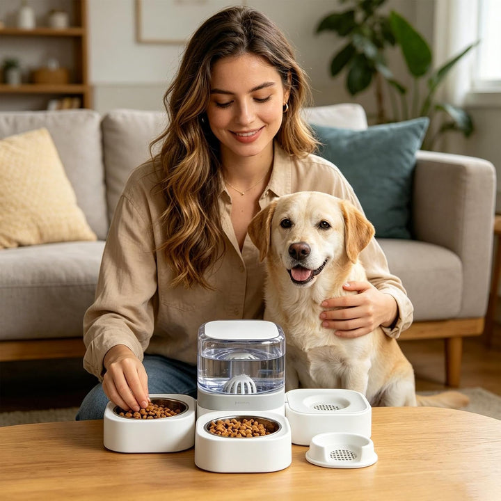 Futter- Und Wasserspender Für Hunde – Automatischer Wasser- Und Futterspend | Tierfutter- und Wasser