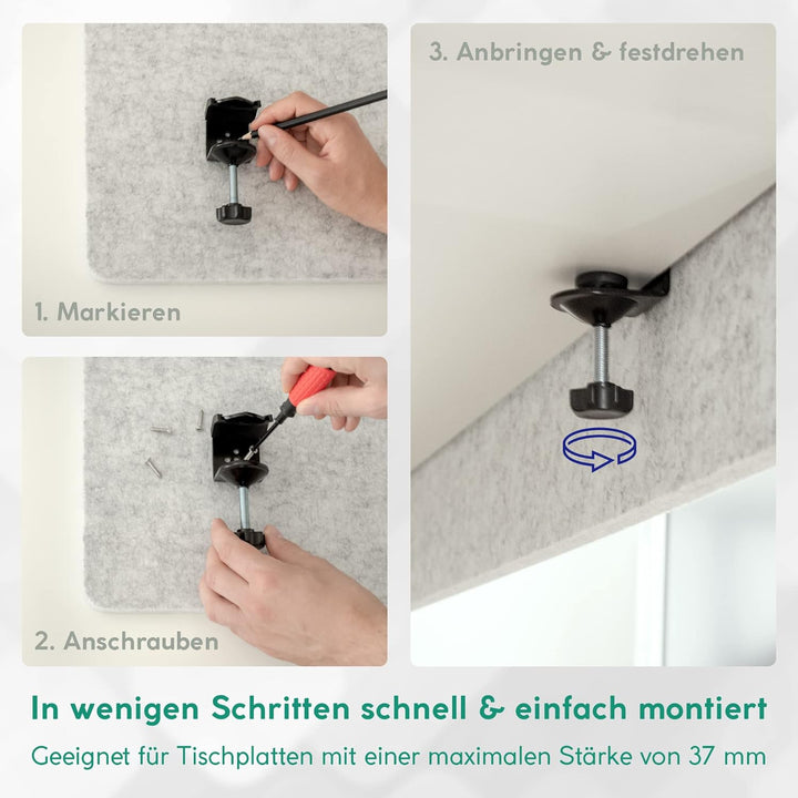 vilz Schallabsorber Akustik Panel für Schreibtisch 110x55x1.8 cm inkl. Befestigung - schallabsorbier