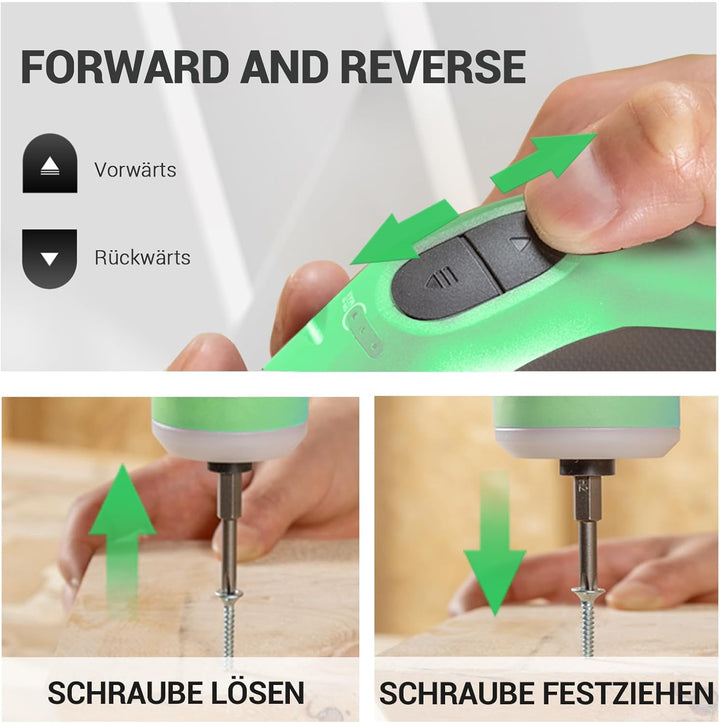 DCA 4V Elektrischer Schraubendreher-Set, 5 N·m mit 2000-mAh-Li-Ionen-Akku, 6,35 mm Magnet-Sechskanta