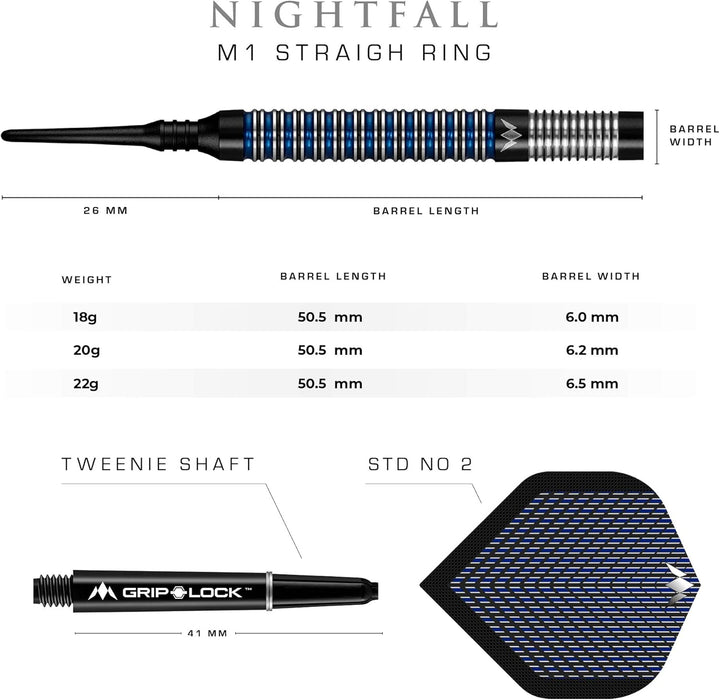 Mission Nightfall Dartpfeile mit weicher Spitze 18 g M1, 18 g M1