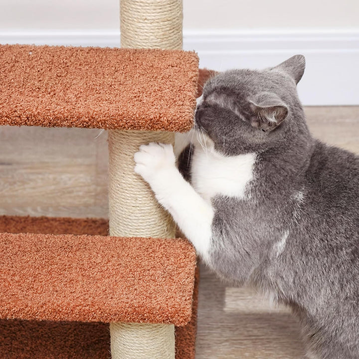 PawHut Katzentreppe 3 Stufen Tiertreppe Treppe für Katze mit Kratzsäulen Ball Haustiertreppe Hundetr