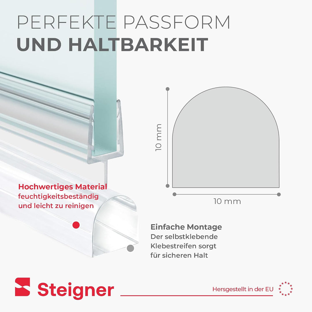 100cm Schwallschutz Acryl Halbrundstab - SDD03 Höhe 10mm - Spritzschutzprofil Halbrundprofil Schwall
