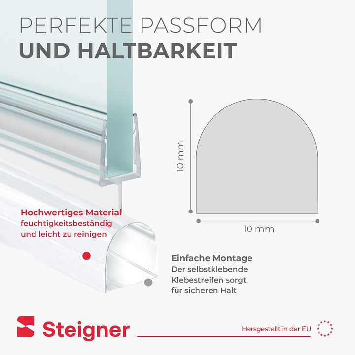 100cm Schwallschutz Acryl Halbrundstab - SDD03 Höhe 10mm - Spritzschutzprofil Halbrundprofil Schwall