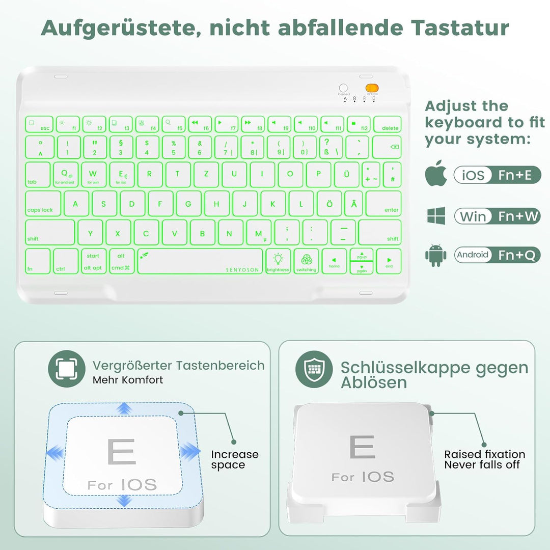 OYEEICE Hülle mit Tastatur für iPad A16 11 Generation 2025/10 Generation 2022 (11/10.9 Zoll), Vergrö