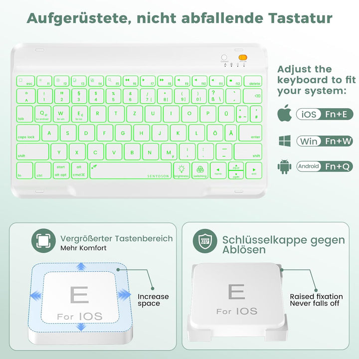 OYEEICE Hülle mit Tastatur für iPad A16 11 Generation 2025/10 Generation 2022 (11/10.9 Zoll), Vergrö