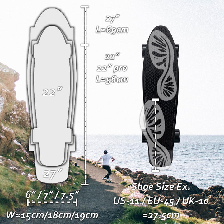 KMX 55,9 cm Mini Cruiser Skateboard für Jungen Mädchen und Jugendliche, komplettes Anfänger-Skateboa
