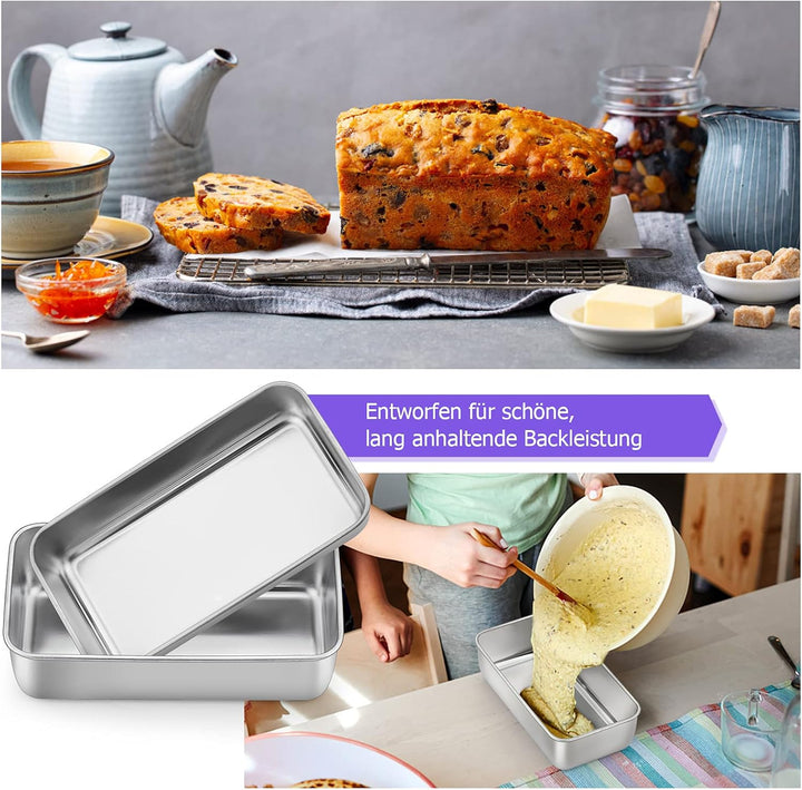 Homikit Kastenform, Edelstahl Brotbackform Königskuchenform 4er-Set, Rechteckig Brotform für Brot/Ku