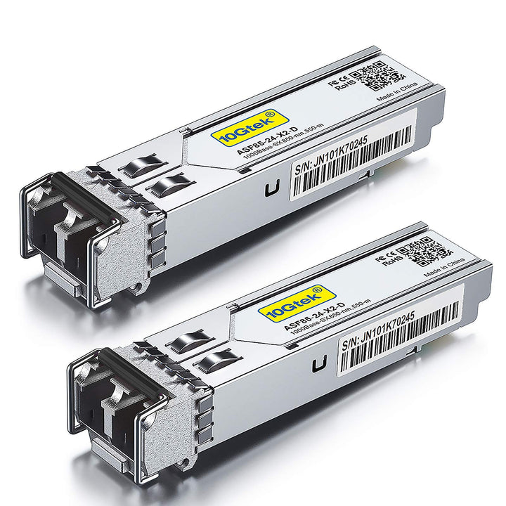 [2 Stück] 10Gtek 1Gb SFP SX Multimode Modul 550-Meter, 1000Base-SX LC Gbic Transceiver, Kompatibel f
