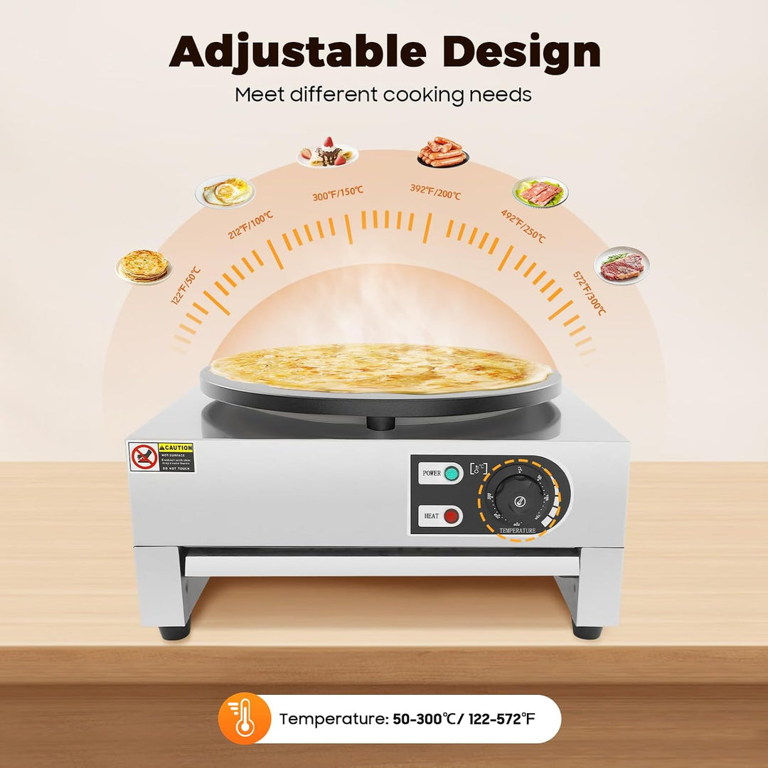 Crepes Maker 40cm Crepesmaker 3000W Crepes Platte Crepiere Temperatur Einstellbar 50-300℃ Crepesgerä