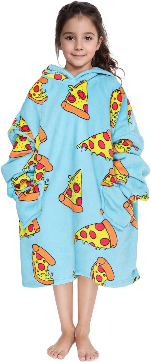 Wenlia Übergrosse Hoodie Blanket für Mädchen, Kinder Flanell Sweatshirt Decke Kuschelpullover, Einho