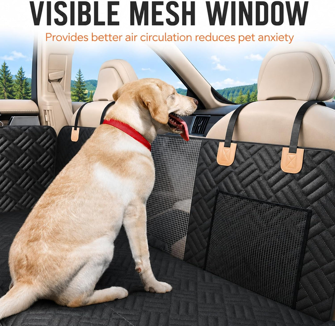 Hundedecke für Auto Rückbank, 129x60cm, Hundesitzbezug mit Harter Unterseite hält 300Pfund, 600D, Kr