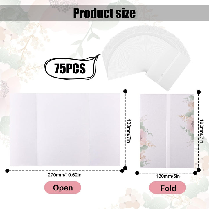 75 Stück Vorgefaltet Pergamenthüllen für Einladungen, 13x18cm Pergamentpapier für Hochzeitseinladung