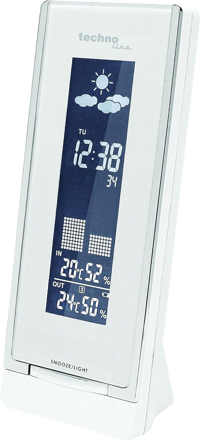 Wetterstation WS 6600 mit Vorhersage von Wettersituation durch in Glas gelaserte 3D-Wettersymbole