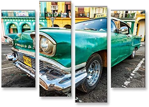 islandburner Bild Bilder auf Leinwand Taxi Cuba Havanna Kuba 4er XXL Poster Leinwandbild Wandbild De