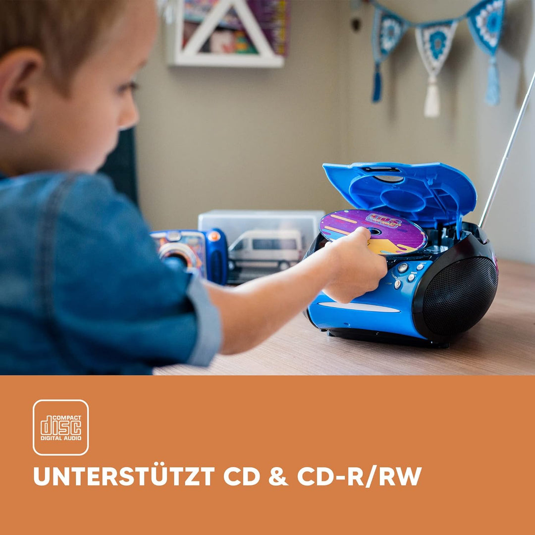 Lenco SCD24 mit Auxiliary - CD-Player für Kinder - CD-Radio - Stereoanlage - Boombox - UKW Radiotune