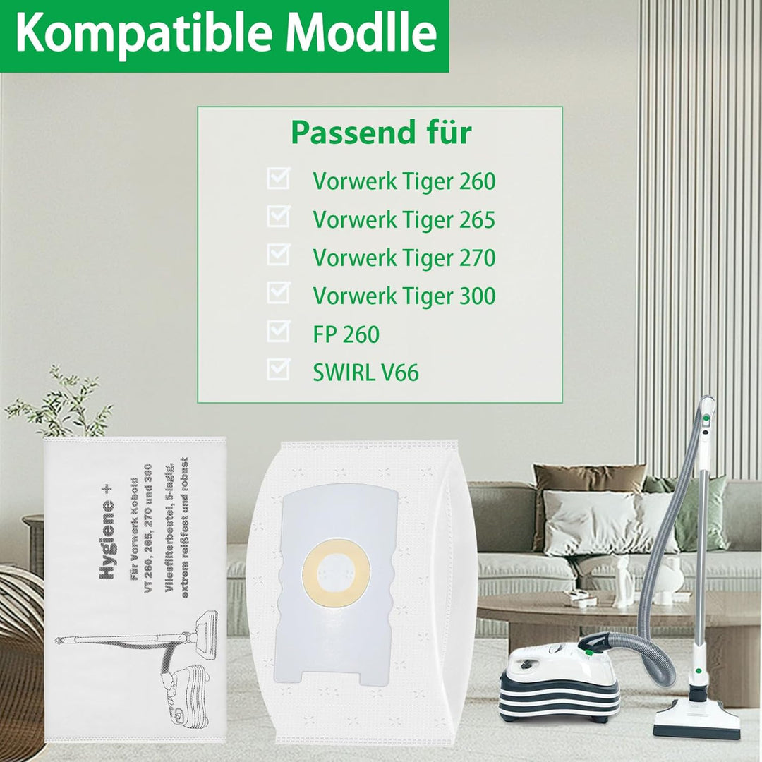 20 Staubsaugerbeutel für Vorwerk Kobold VT 260 265 270 und FP 300,kompatibel mit SWIRL V66 Embossing