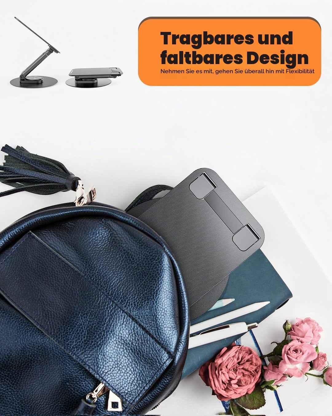 Drehbarer &amp; Tragbarer Tablet Ständer-Klearlook Verstellbare Höhe/Winkel Faltbarer iPad Halterung Tis
