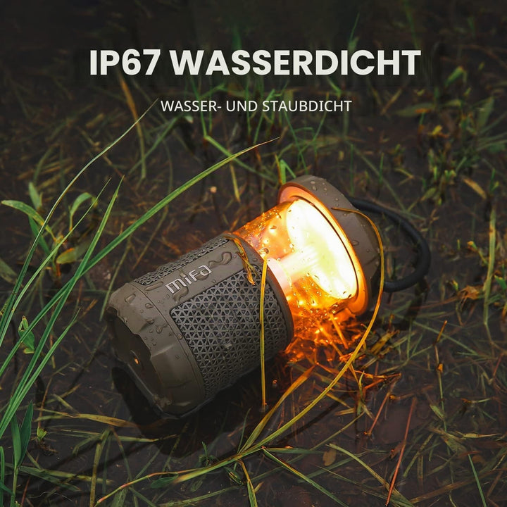 MIFA WildCamping Bluetooth Lautsprecher mit Camping Lampe, Bluetooth 5.3 20 Watt HiFi Sound, IP67 wa
