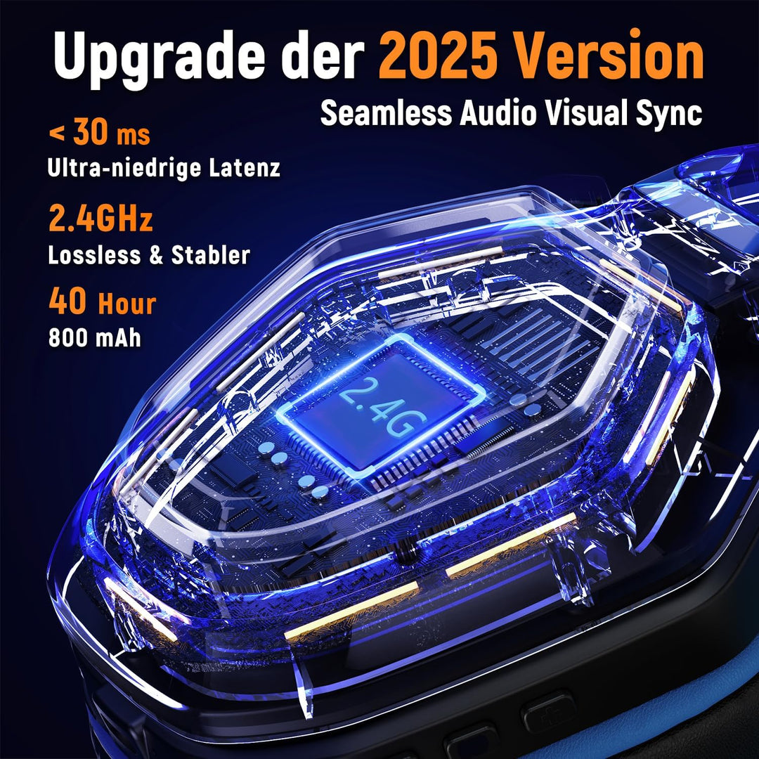 Ozeino Wireless Gaming Headset für PC/Ps4/Ps5 Gaming-Kopfhörer mit USB-A & USB-C Transmitter Gamer H