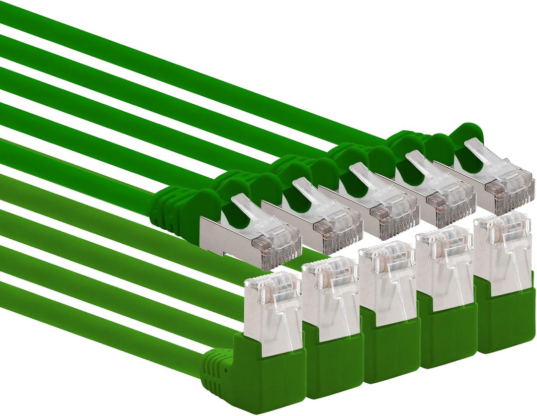 1aTTack.de 366228 Cat.6 Netzwerkkabel Winkel 90 Grad 5m - grün - 5 Stück - Cat6 Patchkabel (SFTP PIM