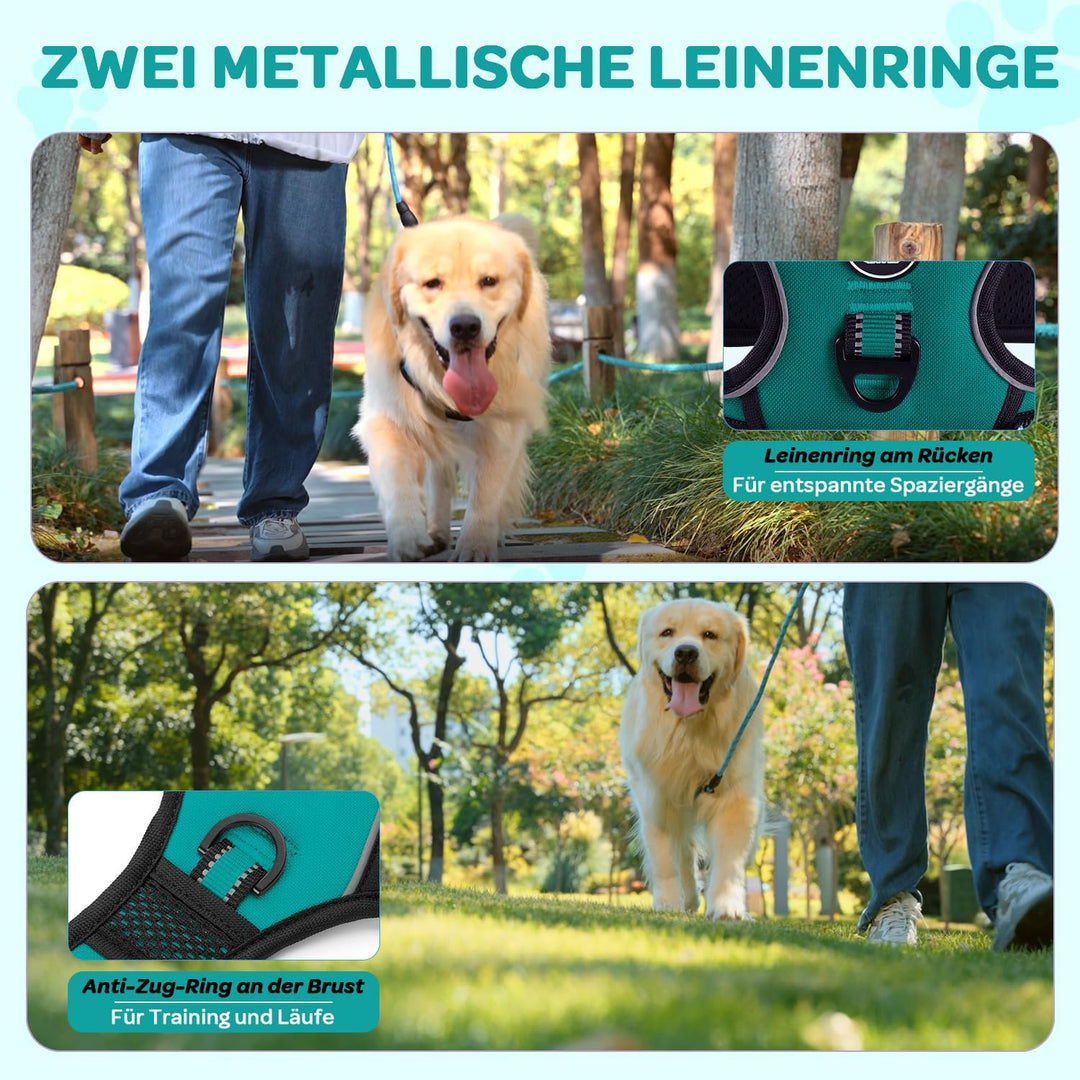 FURRYFECTION Hundefreileinengeschirr Zugfrei Würgfrei, Reflektierendes Oxfordgewebe, Polsternder Gri