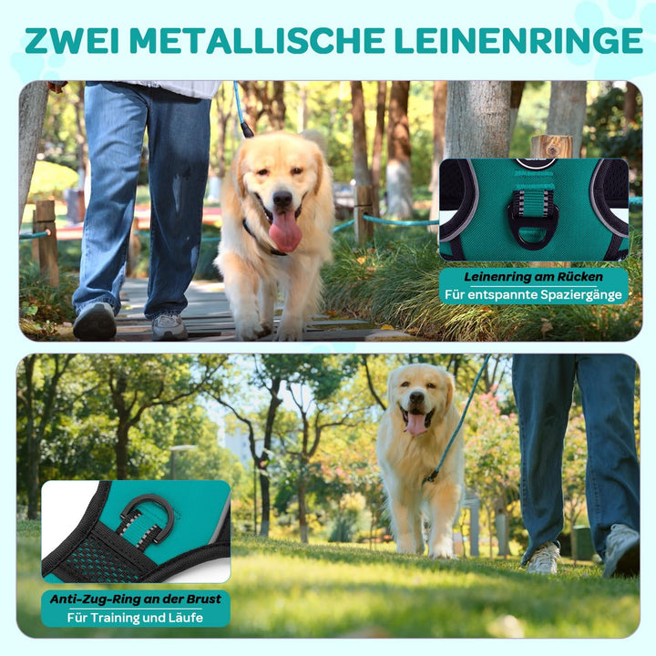 FURRYFECTION Hundefreileinengeschirr Zugfrei Würgfrei, Reflektierendes Oxfordgewebe, Polsternder Gri