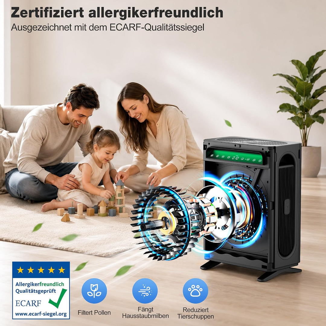KNKA Luftreiniger Air Purifier APH4000, Doppelfilter-System, CADR 400m³/h, bis 120m², HEPA-Leistung